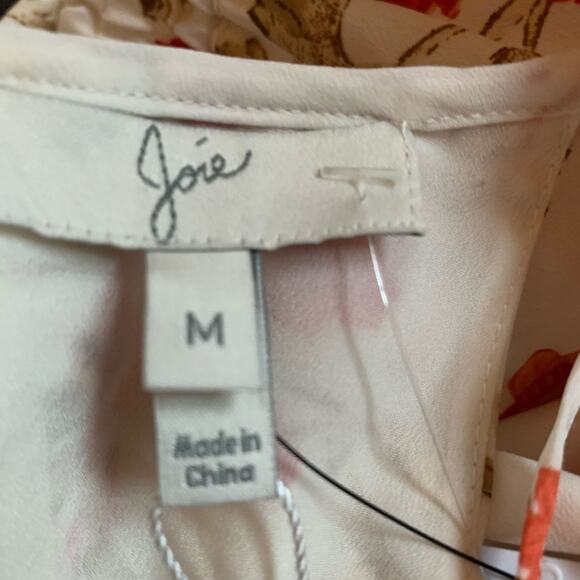 JOIE Halter Blouson Mini Dress Cream Red Floral Print M - Picture 10 of 11